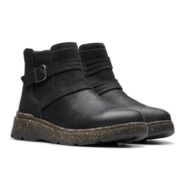 Clarks Womens Noralyn Ankle Boots US 8.5 Wide EU 39.5 Black Suede NIB - Picture 2 of 12